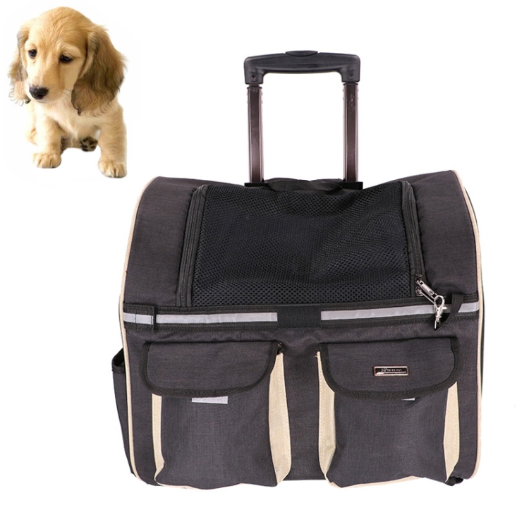 

DODOPET Multi-function Outdoor Portable Two Wheels Cat Dog Pet Carrier Bag Knapsack Draw Bar Box (Black)