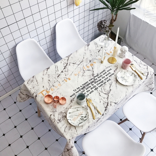 

White Marble Pattern Waterproof Anti-scalding Cotton and Linen Table Cloth, Size: 140 x 140cm