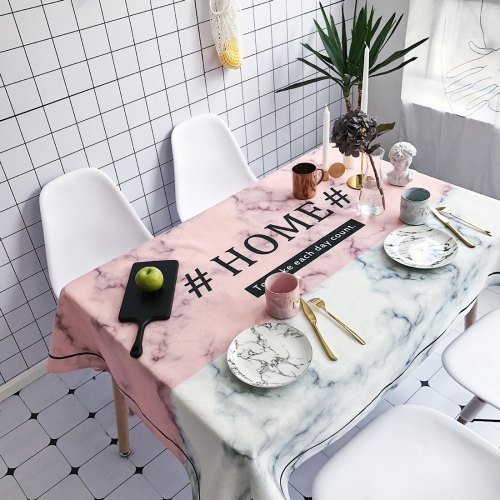 

Marble and HOME Pattern Waterproof Anti-scalding Rectangle Cotton and Linen Table Cloth, Size: 140 x 100cm