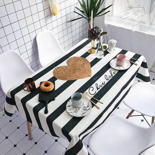 

Striped Love Pattern Waterproof Anti-scalding Cotton and Linen Table Cloth, Size: 140 x 140cm