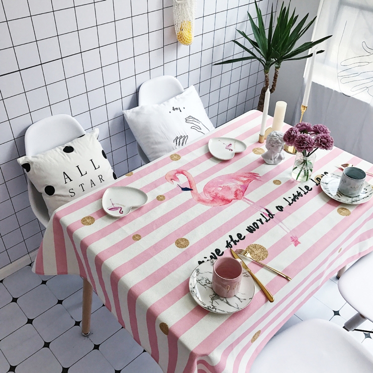 

Striped Bird Pattern Waterproof Anti-scalding Rectangle Cotton and Linen Table Cloth, Size: 140 x 100cm