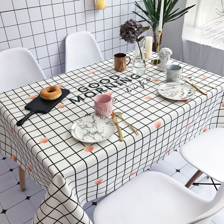 

Good Morning Pattern Waterproof Anti-scalding Rectangle Cotton and Linen Table Cloth, Size: 140 x 100cm