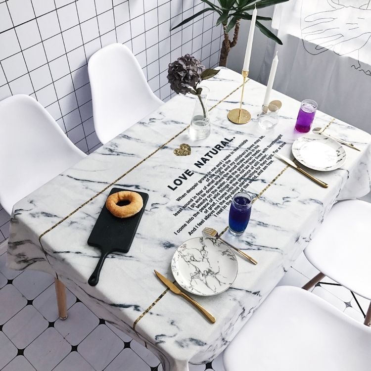 

Marble Heart Letter Pattern Waterproof Anti-scalding Rectangle Cotton and Linen Table Cloth, Size: 140 x 100cm