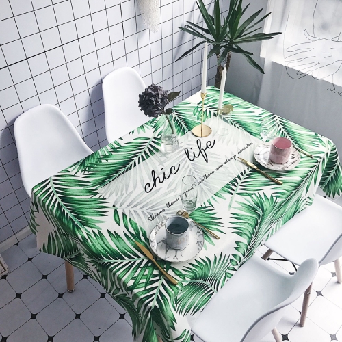 

Green Leaves Pattern Waterproof Anti-scalding Rectangle Cotton and Linen Table Cloth, Size: 180 x 140cm