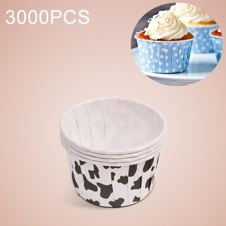 

3000 PCS Cow Spot Pattern Round Lamination Cake Cup Muffin Cases Chocolate Cupcake Liner Baking Cup, Size: 6.8 x 5 x 3.9cm