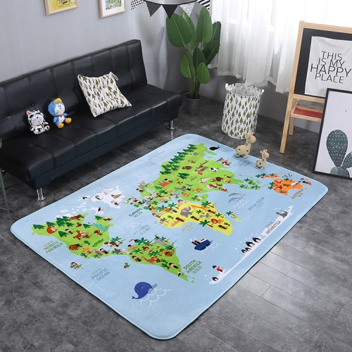 

World Map Pattern Rectangular Polyester Anti-skid Household Carpet Yoga Mat, Size: 200cm x 150cm