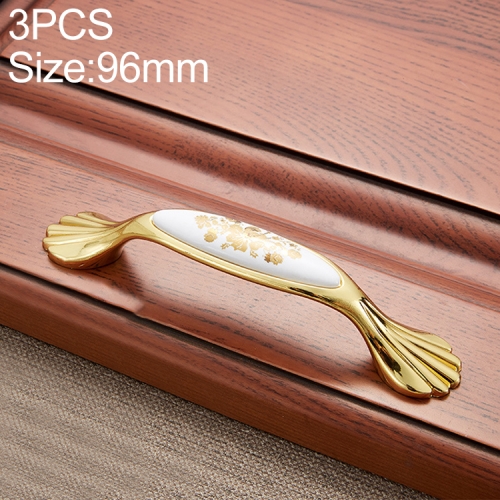 

3 PCS 5026_96 Golden Flower Pattern Zinc Alloy Ceramic Cyan Cabinet Drawer Handle