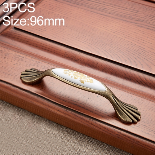 

3 PCS 5026_96 Fine Golden Flower Pattern Zinc Alloy Ceramic Cyan Cabinet Drawer Handle