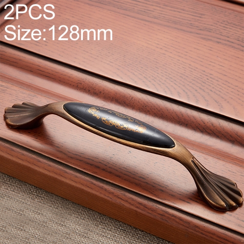 

2 PCS 5026_128 Coffee Black Classic Gold Zinc Alloy Ceramic Cyan Cabinet Drawer Handle