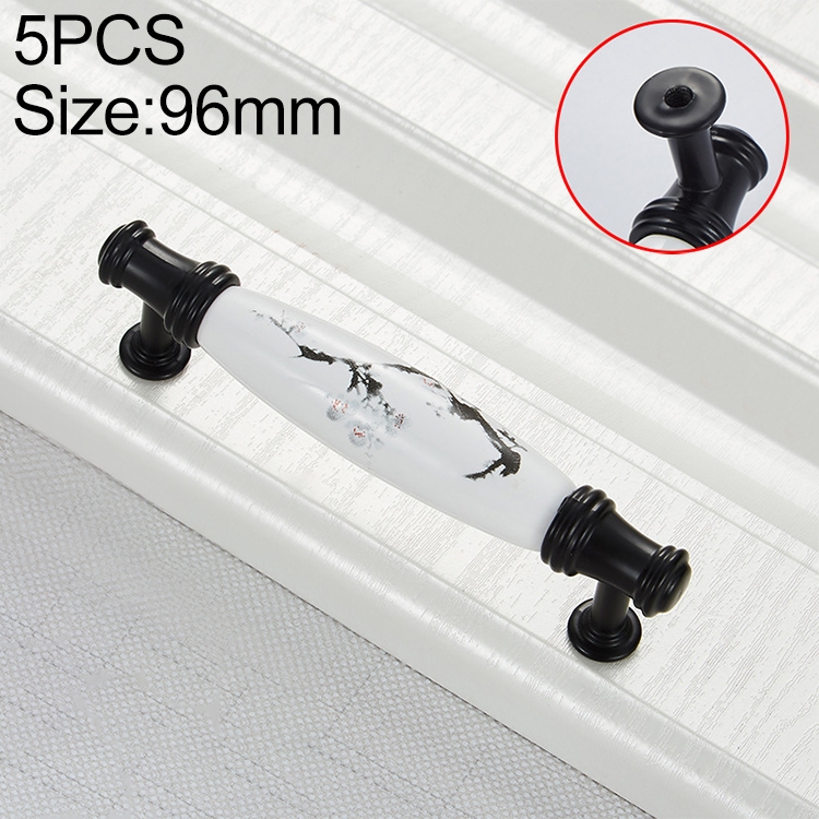 

5 PCS 5001_96 Matte Black Ink Plum Zinc Alloy Ceramic Cabinet Handle
