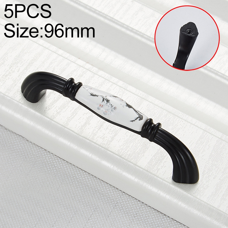 

5 PCS 5007_96 Matte Black Ink Plum Zinc Alloy Ceramic Cabinet Handle