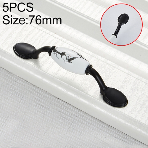 

5 PCS 5018_76 Matte Black Ink Plum Zinc Alloy Ceramic Cabinet Handle