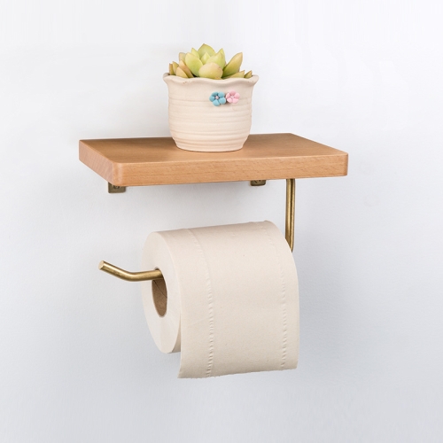 

Creative Solid Wooden Mobile Phone Shelf Toilet Paper Roll Shelf without Punching, Beech