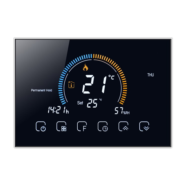 

BHT-8000WM-GC Energy-saving and Environmentally-friendly Smart Home Negative Display LCD Screen Round Room Thermostat without WiFi(Black)