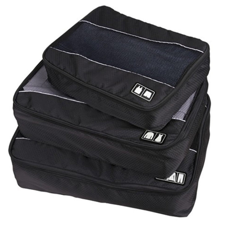 

3 PCS / Sets Multi-function Football Texture 210D Polyester Waterproof Travel Clothes Underwear Storage Bag(Black)