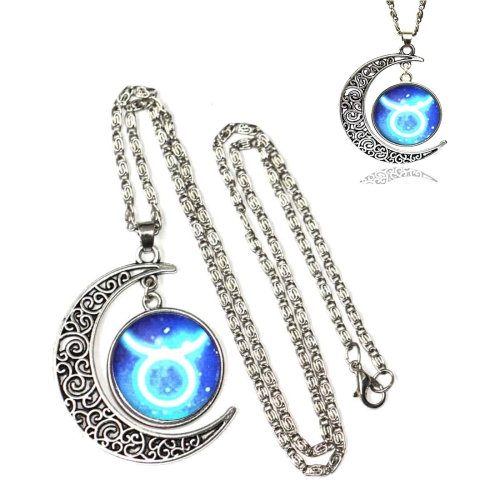 

European and American Fashion Starry Sky Moon Gem Taurus Constellation Necklace