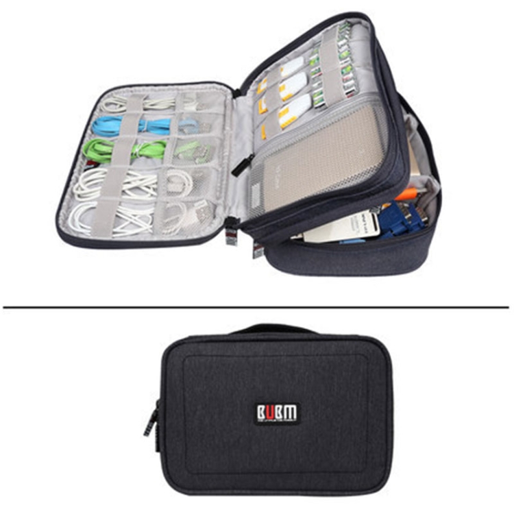 

BUBM DPS-S Multi-function Headphone Charger Data Cable Digital Accessories Storage Bag, Size S: 23x16x8.5cm(Black)