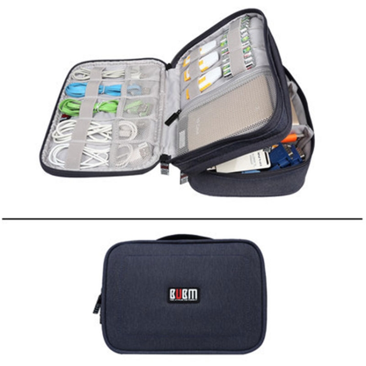 

BUBM DPS-S Multi-function Headphone Charger Data Cable Digital Accessories Storage Bag, Size S: 23x16x8.5cm(Blue)