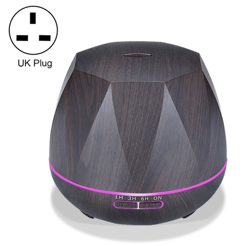 

Diamond Wood Grain Remote Control Ultrasonic Humidifier Aromatherapy Machine with LED Lights, Capacity: 400mL, UK Plug (Dark Wood Color)