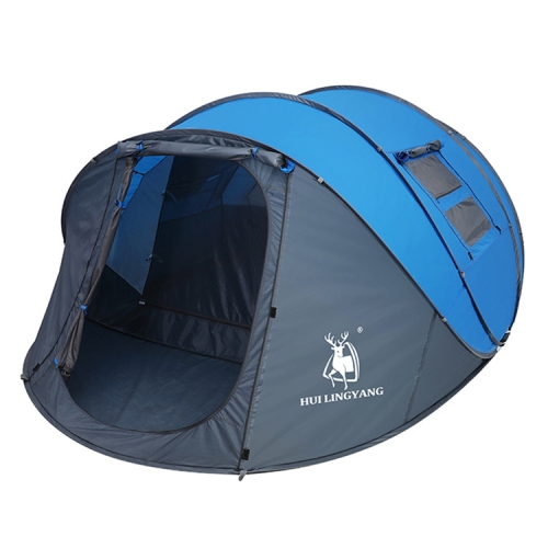 

HUILINGYANG Outdoor Camping Double-layer Rainproof One-bedroom One-bedroom Automatic Tent 4-6 People Quickly Open Tent, Size: 380x260x130cm(Blue)