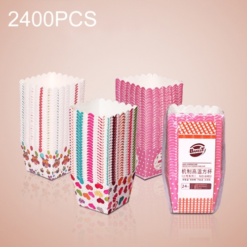

2400 PCS Square Lamination Cake Cup Muffin Cases Chocolate Cupcake Liner Baking Cup, Size: 6 x 5 x 5cm, Random Color Delivery