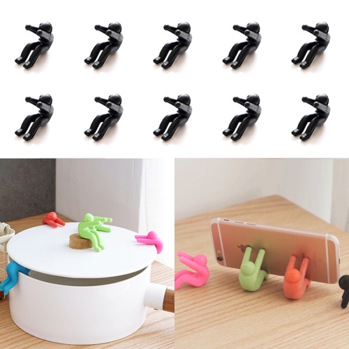 

10 PCS Kitchen Creative Little Men Shape Silicone Lifting Pot Cover Anti-overflowing Tool(Black)