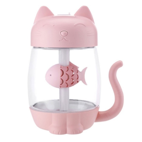 

3 in 1 Mini Creative Cat Fan USB LED Light Air Purifier Aroma Diffuser Mist Maker for Office Home Car, Capacity: 350mL(Pink)