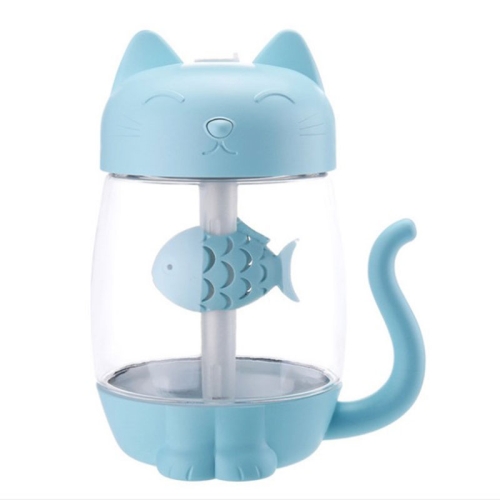 

3 in 1 Mini Creative Cat Fan USB LED Light Air Purifier Aroma Diffuser Mist Maker for Office Home Car, Capacity: 350mL(Blue)