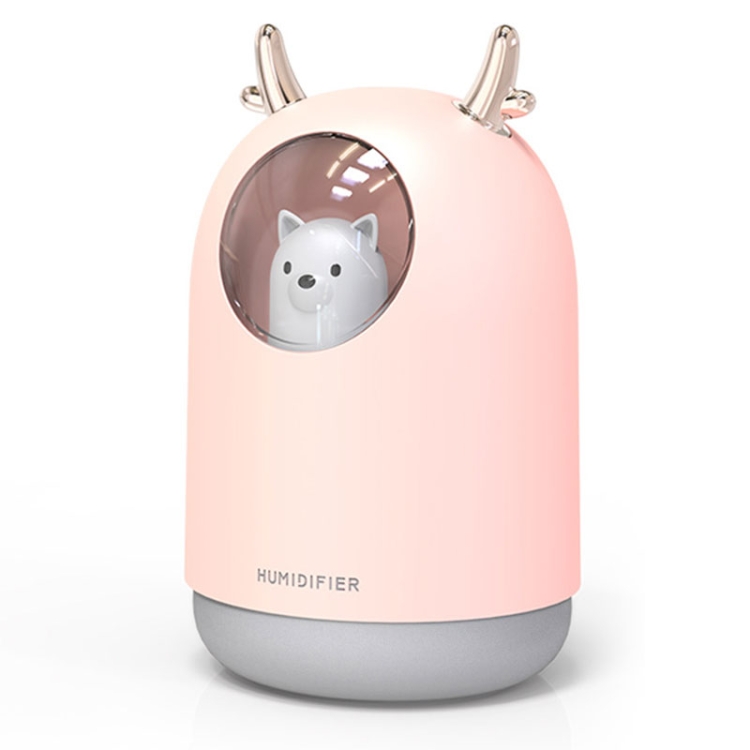 

Cute Bear Humidifier Office Desktop Large Capacity USB Antler Shape Purifier, Capacity: 300mL (Pink)