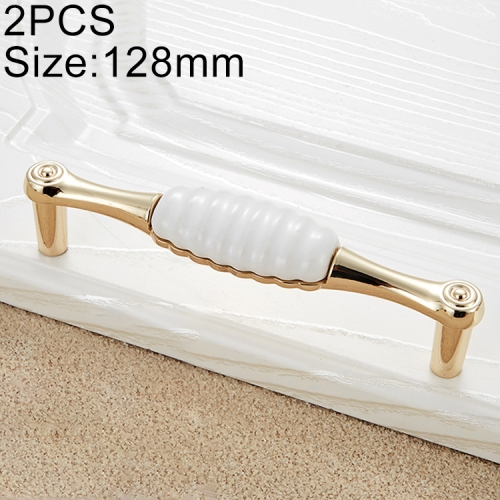 

2 PCS 5002-128 Gold Imitated Zinc Alloy Ceramic Handle for Cabinet Wardrobe Drawer Door, Hole Spacing: 128mm