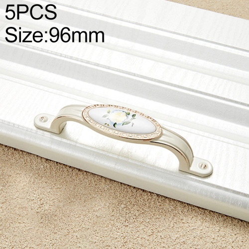 

5 PCS 5008-96 Ivory White White Peony Cabinet Drawer Zinc Alloy Ivory White Jade Handle