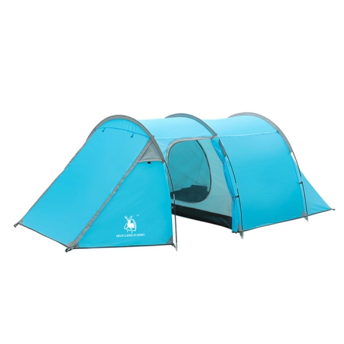 

HUILINGYANG Outdoor Camping Double-layer One-bedroom One-bedroom Tunnel Shape Rainproof Camping Tent, Size: 425x200x130cm(Blue)