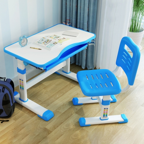 

Multifunctional Lifting Plastic Children Study Table and Chair Set (Blue)