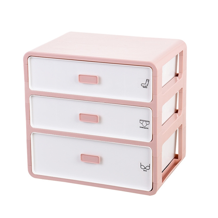 

3 Layer Underwear Storage Box Plastic Drawer Home Organizer for Small Clothing and Objects (Pink)