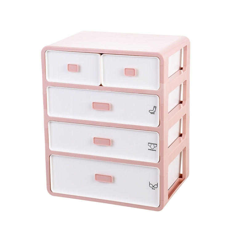 

4 Layer Underwear Storage Box Plastic Drawer Home Organizer for Small Clothing and Objects (Pink)
