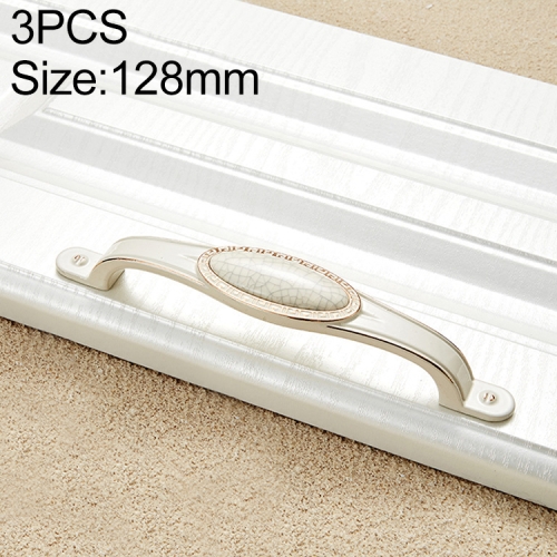 

3 PCS 5008-128 Ivory White Crack Cabinet Drawer Zinc Alloy Ivory White Jade Handle