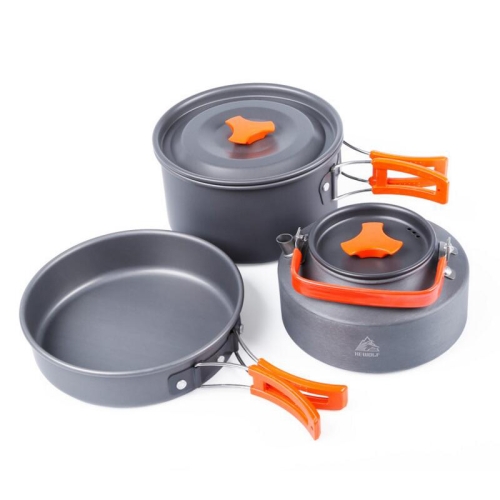 

Hewolf 1692 Outdoor Camping Tableware Pots Cookwear Set for 2-3 Person
