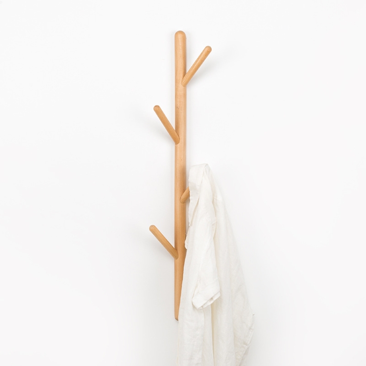 

Creative Tree-shaped Solid Wood Hatstand Clothes Hanging Rack,Size: 75x3cm, Beech