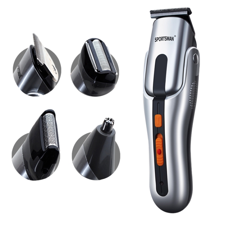 

SPORTSMAN Multi-functional Electric Rechargeable Vibrissa Hair Trimmer Beard Shaver And Denuding Machine Set, EU Plug(Silver 220V)