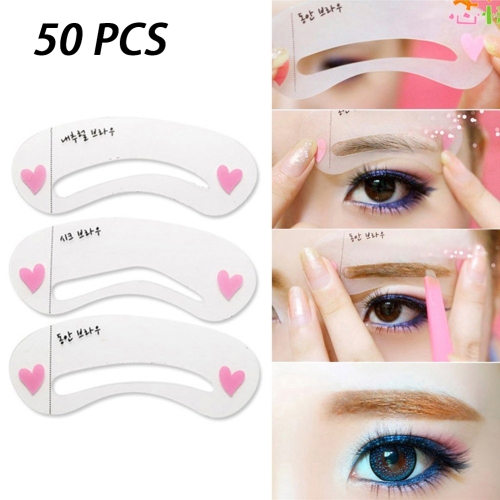 

50 PCS 3 in 1 Eyebrow Stencil Shape Template Tools