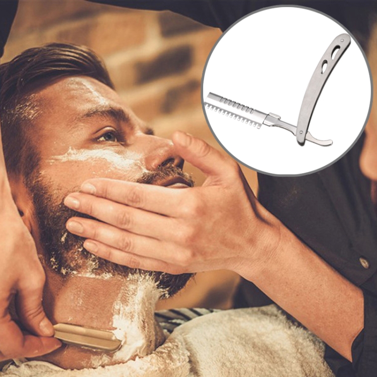 

Vintage Manual Razor Blade Holder Shaving Eyebrow Chimer Haircut Blade Holder(Silver)