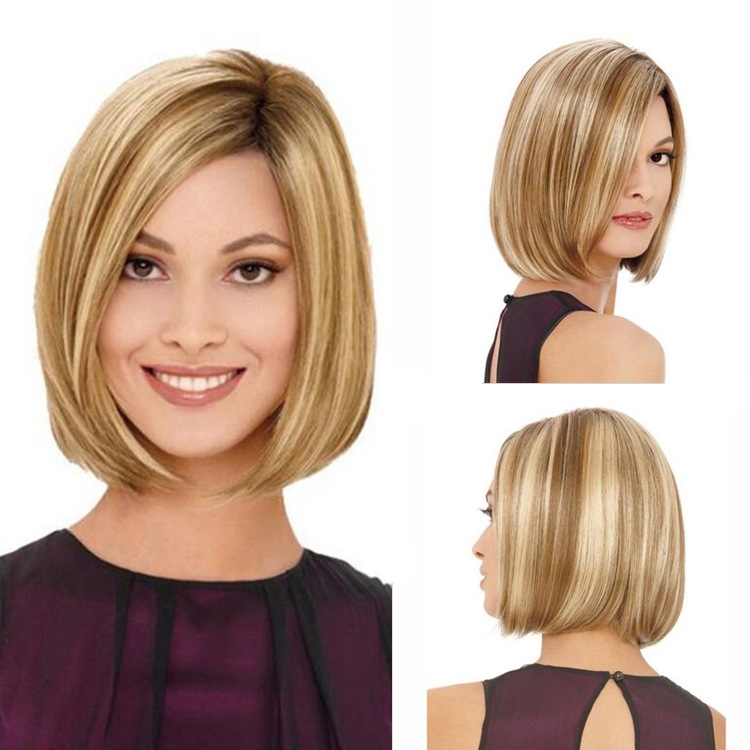 

Bob Haircut Wig Headgear for Women (Linen Gold)