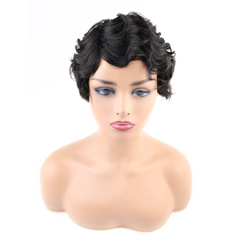 

Toocci Ladies Short Curly Hair Wig Black Natural Wig Hair