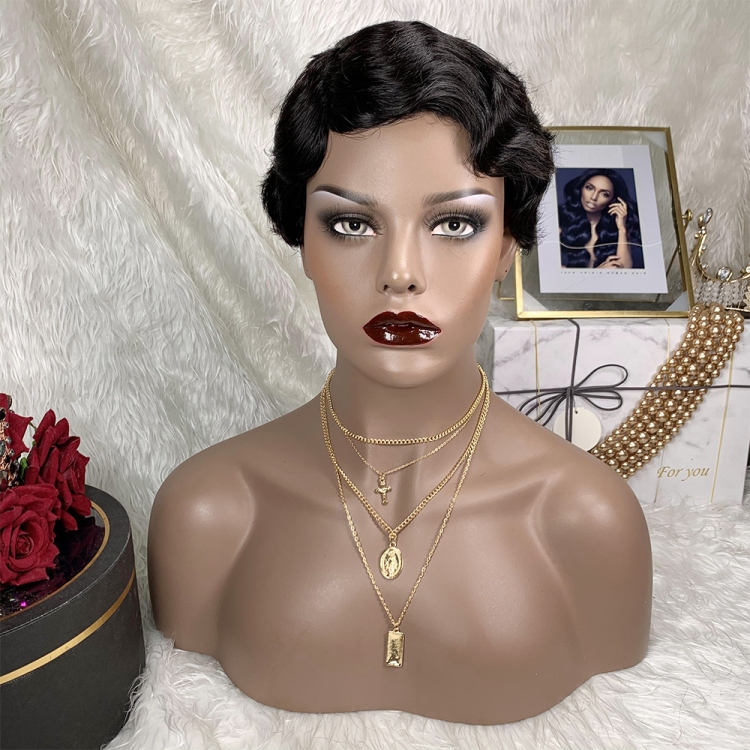 

Toocci Ladies Short Curly Hair Broken Hair Wig Black Natural Wig Hair