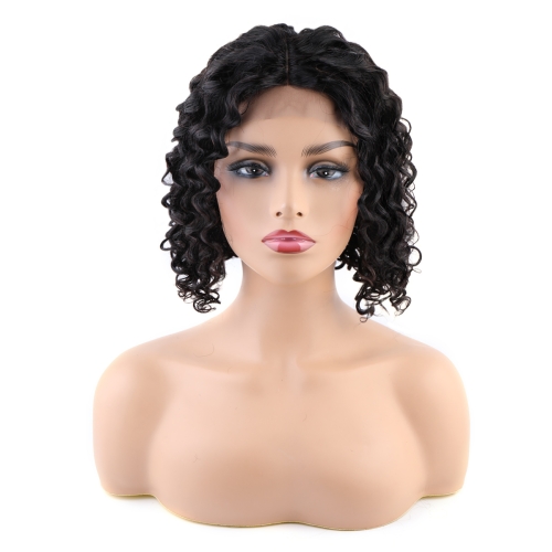 

Toocci Ladies Black Mid-point Short Hair Wig Curly Wig Afro Kinky Curly Wig 14 inch Natural Closed Wig