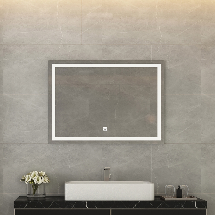 

[US Warehouse] 46W Wall-mounted Square Plane Mirror Bathroom Vanity Mirror with Defogger & LED Light, Size: 32 x 24 x 1.2 inch
