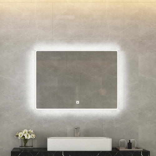 

[US Warehouse] 68W Wall-mounted Square Plane Mirror Bathroom Vanity Mirror with Defogger & LED Light, Size: 36 x 28 x 1.2 inch
