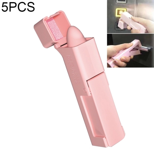 

5 PCS Portable Protect Open Door Elevator Handle Disinfection and Anti-epidemic Tool(Pink)