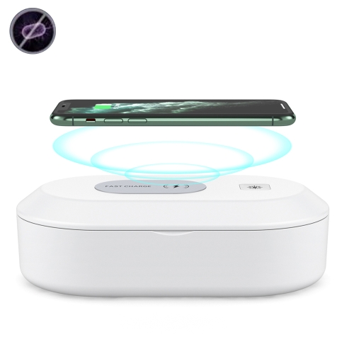 

15W Wireless Charging Sterilization Box Smartphone Sterilizer UV Light Disinfection Cleaning Box (White)