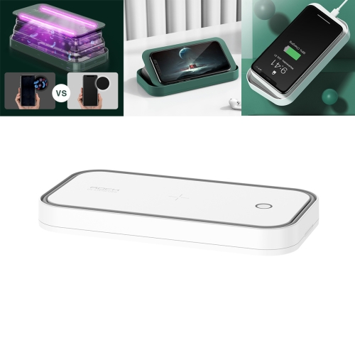 

ROCK 10W Wireless Charging Sterilization Box Smartphone Sterilizer UV Light Disinfection Cleaning Box with Holder Function(White)